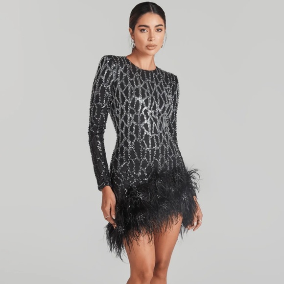 NADINE MERABI Dresses & Skirts - LEXI BLACK DRESS: a sparkling dress perfect for events.